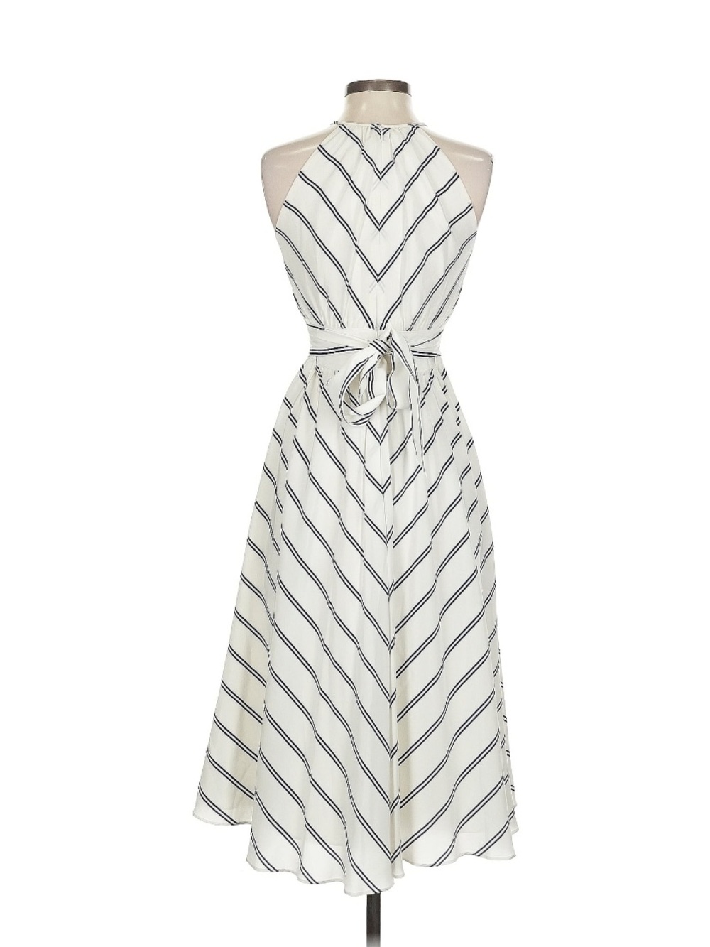 Club Monaco White and Navy Striped Halter Midi Dress - Picture 2 of 16